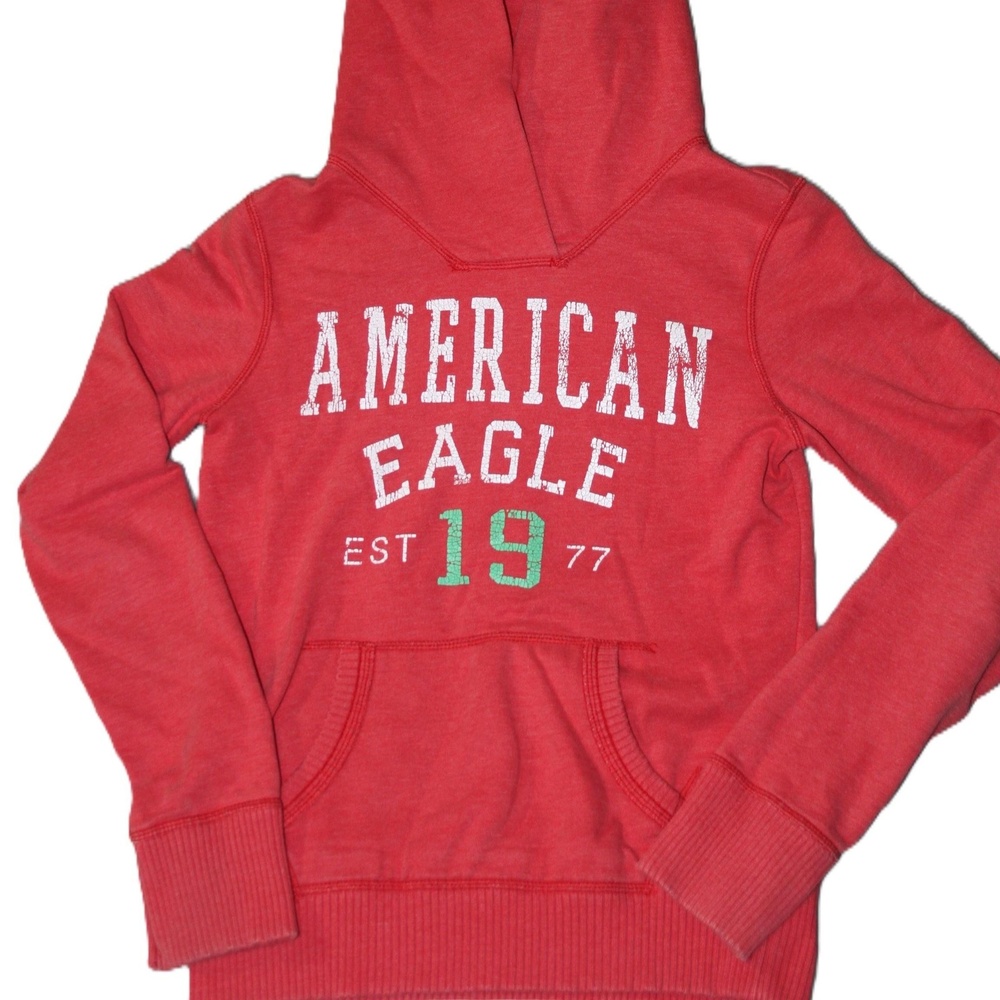 American Eagle Outfitters Hoodie Womens S Red Pullover Lined Pockets Graphic